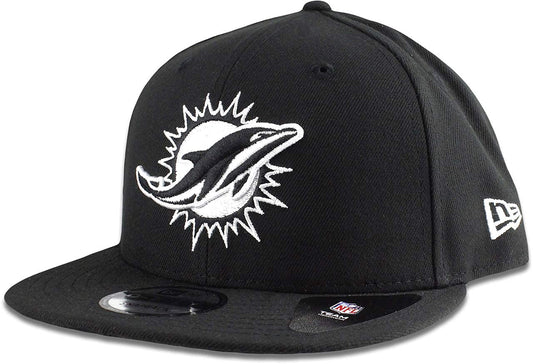 New Era Authentic Exclusive Dolphins 9Fifty Snapback/9Twenty/MVP/9Forty Adjustable Hat - OSFM (Black with White Logo)