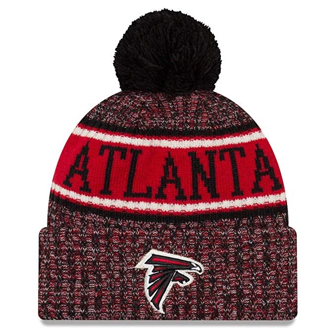 New Era Authentic Falcons Cold Weather Beanie Cap Hat One Size Fit Most Salute to Service Classic Throwback Atlanta (Sideline 18) Black