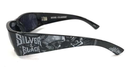 DYSE ONE Authentic Shades Raiders Skull Silver & Black Sunglasses California Lowrider Style