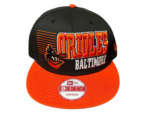 New Era Mens Baltimore Orioles Retro Cooperstown 9Fifty Snapback 2Tone Adjustable Baseball Hat Cap - Black/Orange