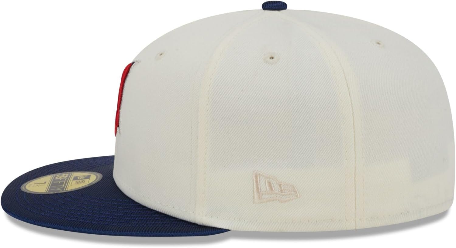 New Era Men's Cleveland Indians 59FIFTY Team Shimmer Fitted Hat - Cream/Blue
