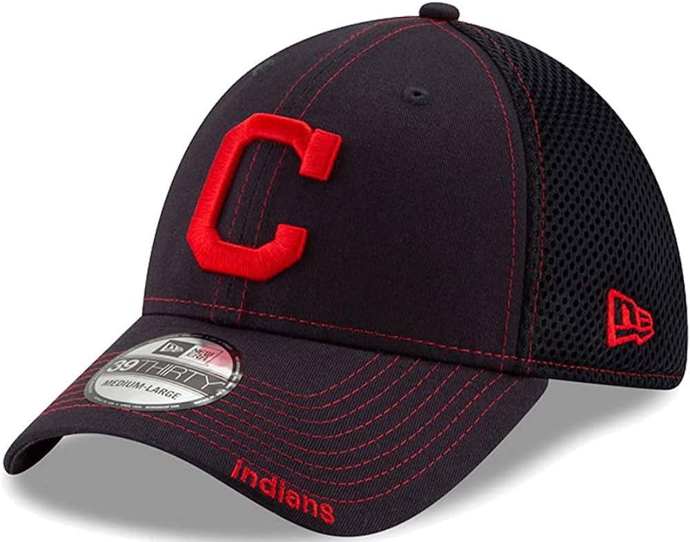 New Era Cleveland Indians Neo 39THIRTY Fitted Hat - Navy Small/Medium S/M