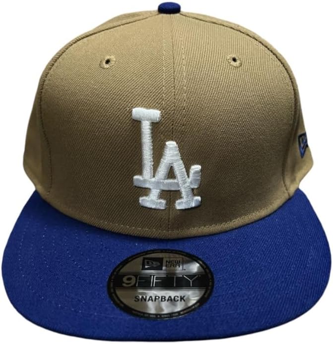 New Era Mens Los Angeles Dodgers Khaki Blue White 9fifty Snapback Hat Cap
