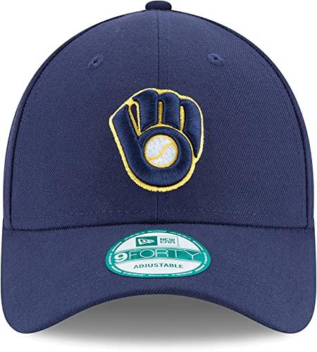 New Era MLB The League 9FORTY Adjustable Hat Cap One Size Fits All (Milwaukee Brewers Navy)