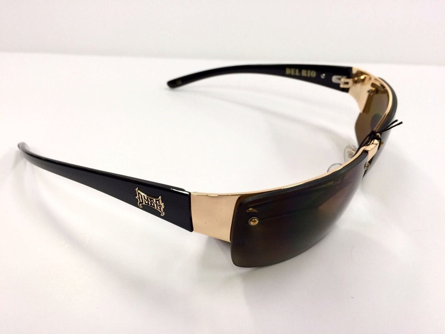 DYSE ONE Authentic Shades Del Rio Gold Brown Metal Sunglasses Cali Lowrider Style