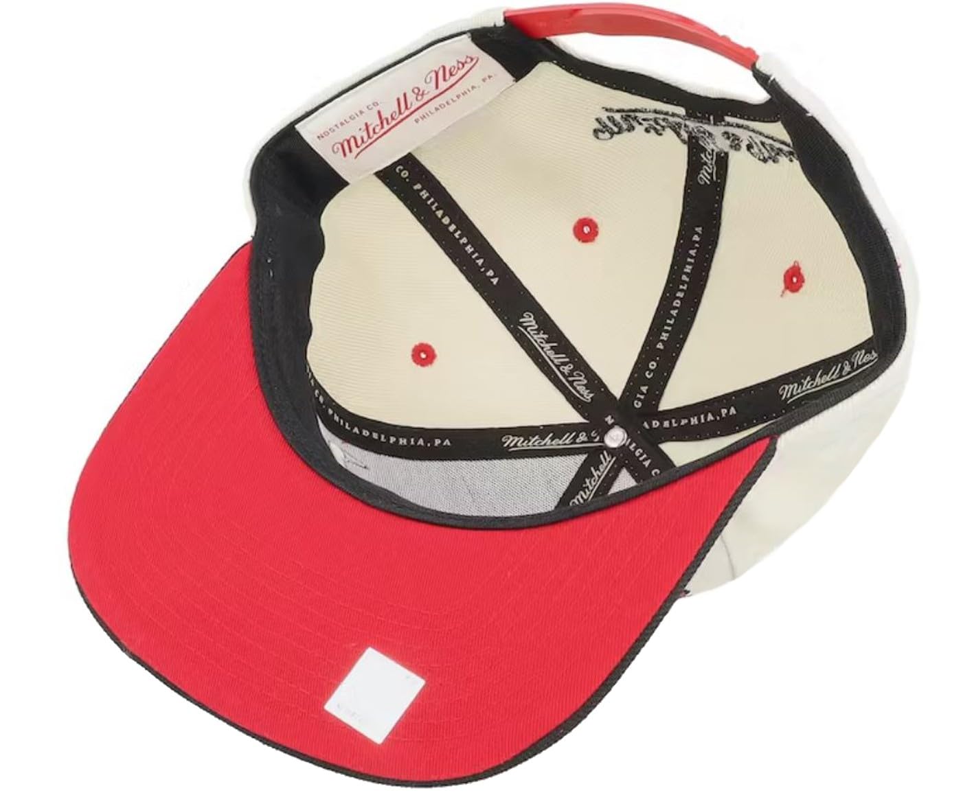 Mitchell & Ness Chicago Bulls Pop Panel Snapback Adjustable Hat Cap - Off White and Black