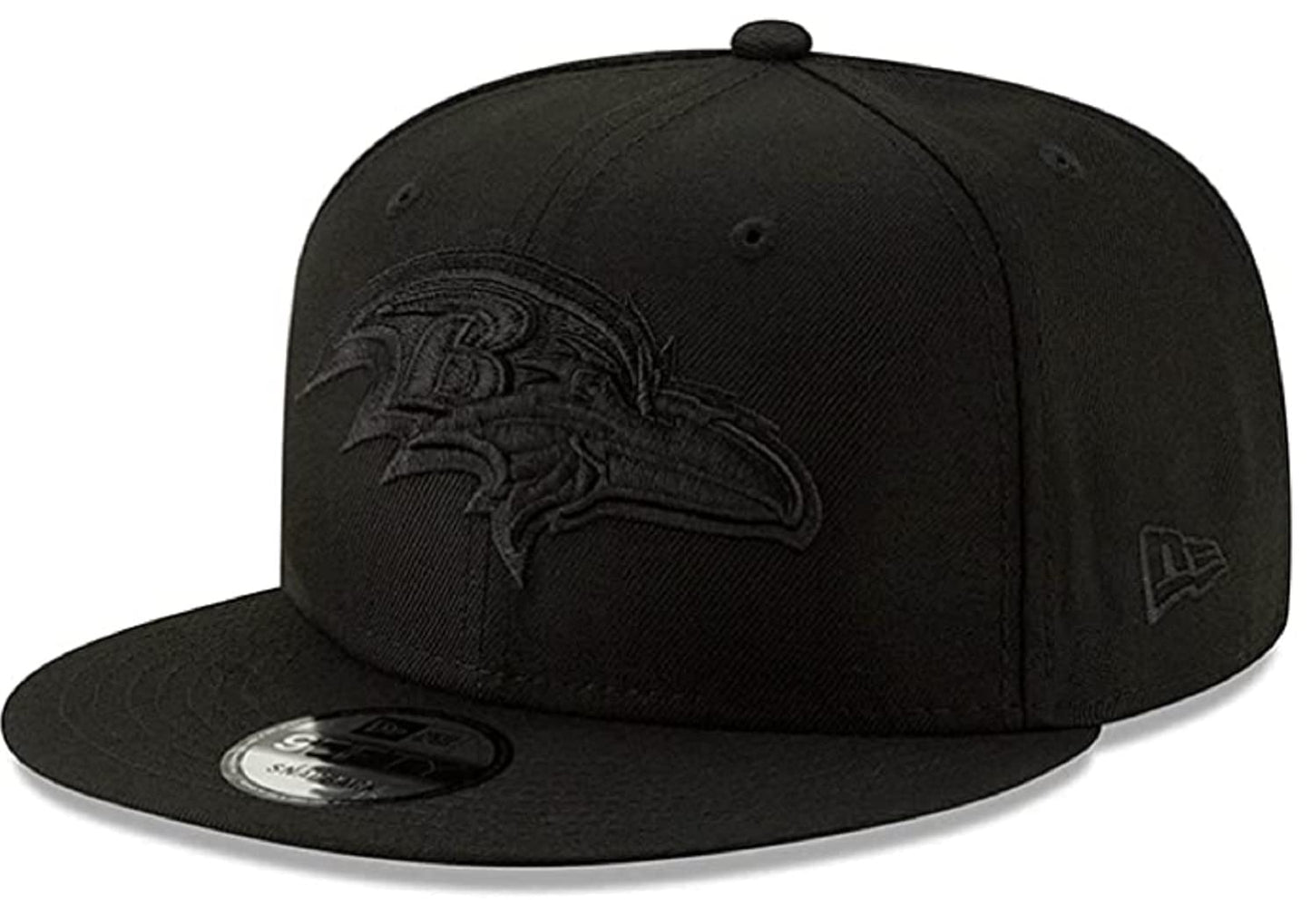 New Era Authentic Exclusive Ravens 9Fifty Snapback/9Twenty/MVP/9Forty Adjustable Hat - OSFM (Black On Black)
