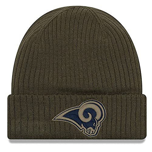 New Era Authentic Collection Rams Sideline Cold Weather Cuffed Knit Beanie Skully Cap Hat One Size Fit Most (Salute to Service) Blue