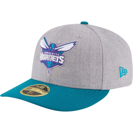 NBA Charlotte Hornets Men's Low Profile 59FIFTY Fitted Cap, 7.125, Heather Gray