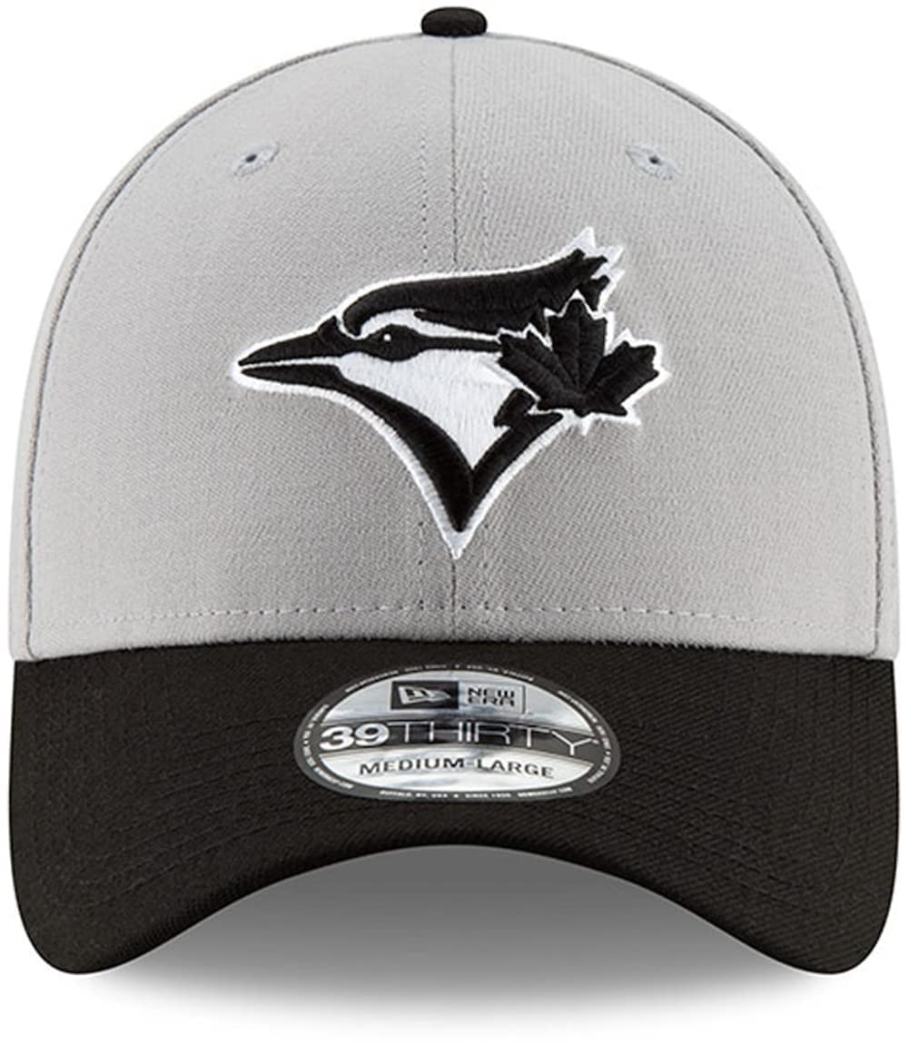 New Era Toronto Blue Jays Team Classic Gray-Black 39Thirty Hat (as1, Alpha, m, l, Medium-Large)