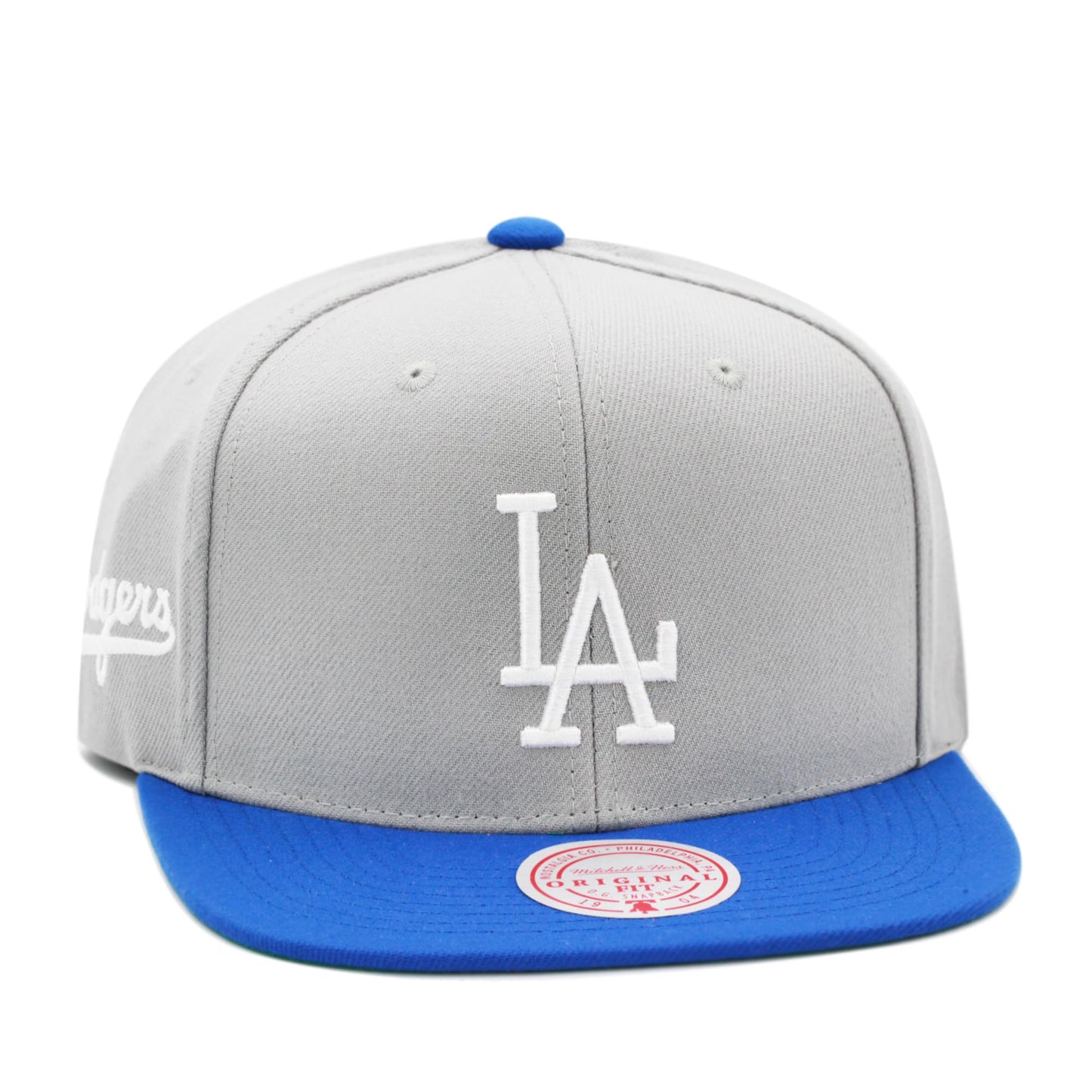 Mitchell & Ness Los Angeles Dodgers Gray Cooperstown Collection Away Snapback Hat, Grey/Blue