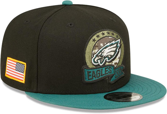 New Era 100% Authentic Exclusive Eagles 950 9FIFTY Snapback Cap Hat : One Size Fit Most (US, Alpha, One Size, Salute to Service) Black