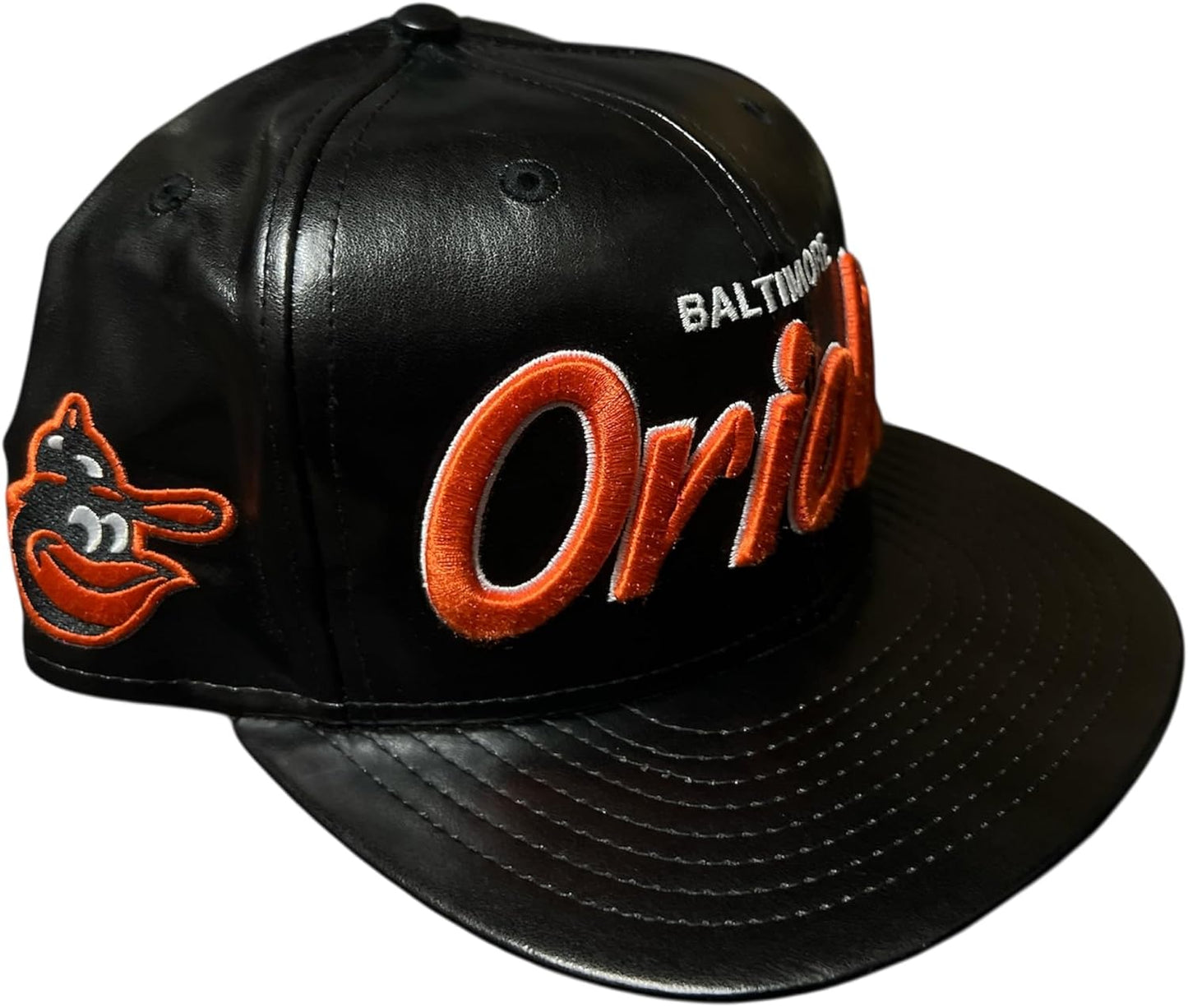 New Era Mens Baltimore Orioles Redux 9fifty Snapback Adjustable Baseball Hat Cap - Black/Orange - Faux Leather