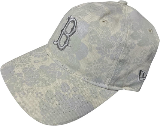 New Era Womens Boston Red Sox Floral Pattern 9TWENTY Adjustable Hat Cap Strap Back Adjustable Bloom Off-White/Lavender/Grey