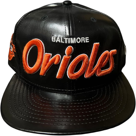 New Era Mens Baltimore Orioles Redux 9fifty Snapback Adjustable Baseball Hat Cap - Black/Orange - Faux Leather