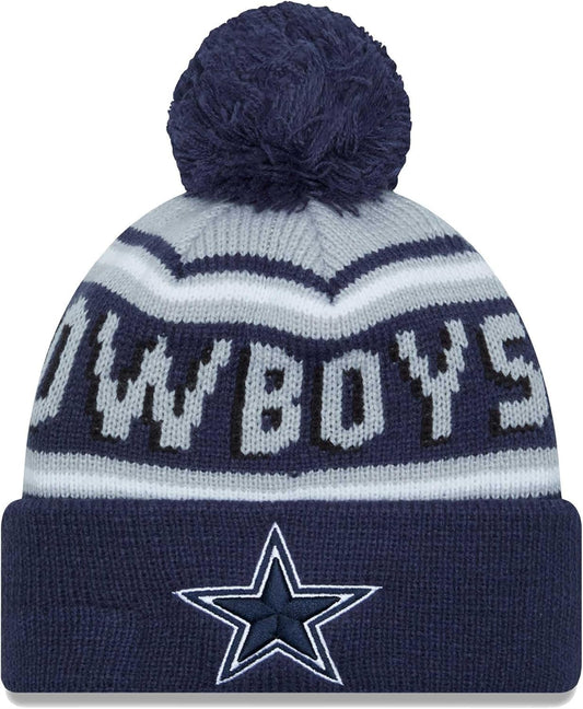 New Era Men's Team Logo Cuffed Knit Pom Hat - Pick Your Team (US, Alpha, One Size, Dallas - Cowboys)