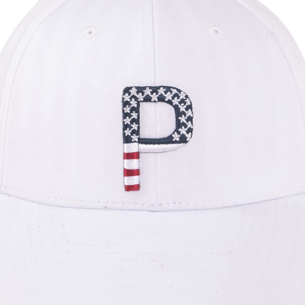 Puma Golf Women's Pars and Stripes P Classic Adj Hat, Bright White, One Size