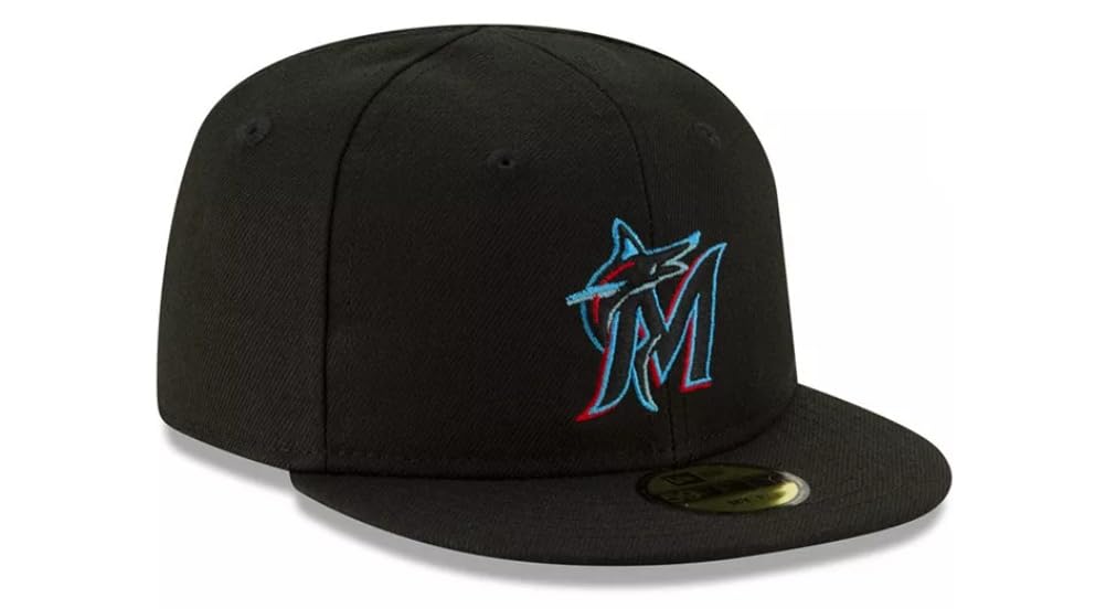 New Era Infant Miami Marlins Authentic Collection On-Field My First 59FIFTY Fitted Hat Size 6 Black/Blue