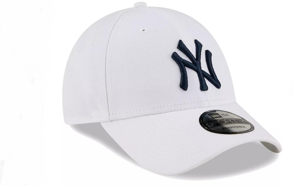 New Era Men's 9FORTY New York Yankees Hat Cap Adjustable Strap - White/Navy