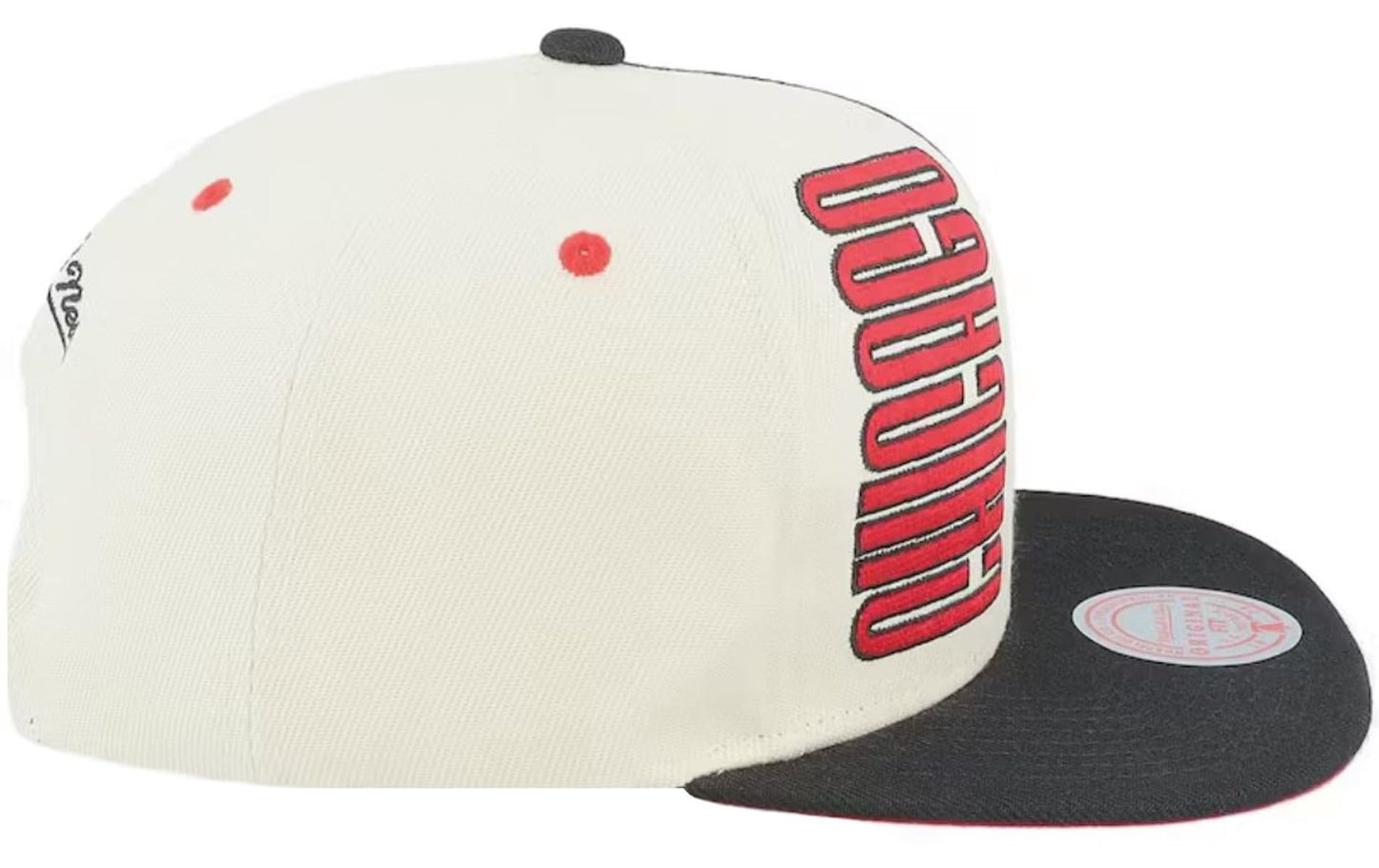 Mitchell & Ness Chicago Bulls Pop Panel Snapback Adjustable Hat Cap - Off White and Black