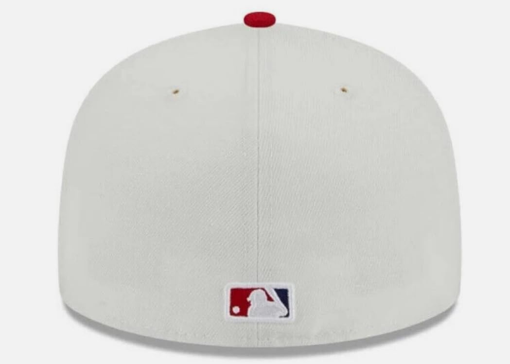 New Era Men's Philadelphia Phillies World Series 2008 Retro Cooperstown 59Fifty 5950 Fitted Hat Cap Ivory/Red (US, Numeric, 7 1/4, Ivory/Red)