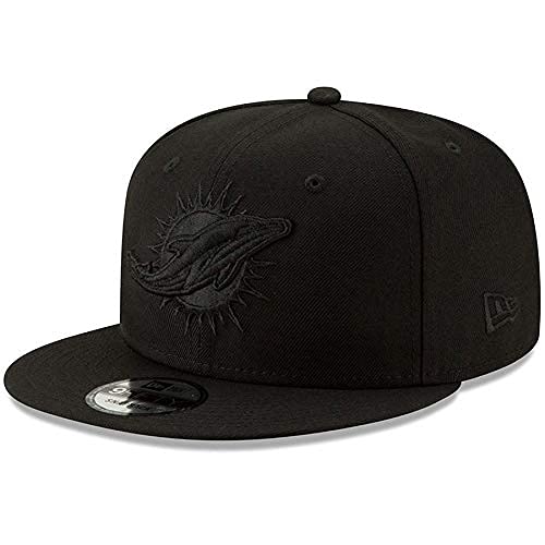 New Era Authentic Exclusive Dolphins 9Fifty Snapback/9Twenty/MVP/9Forty Adjustable Hat - OSFM (Black On Black)