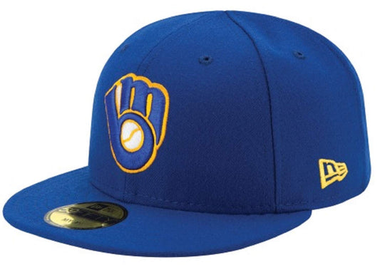 New Era Infant Milwaukee Brewers MLB 5950 59FIFTY Fitted Cap Hat Size: 6 (Royal Blue Glove)