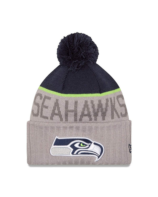 New Era Seahawks Seattle 12th Men Sideline Cuffed Knit Beanie Skully Cap Hat (OnField15 Gray), New Era, Navy