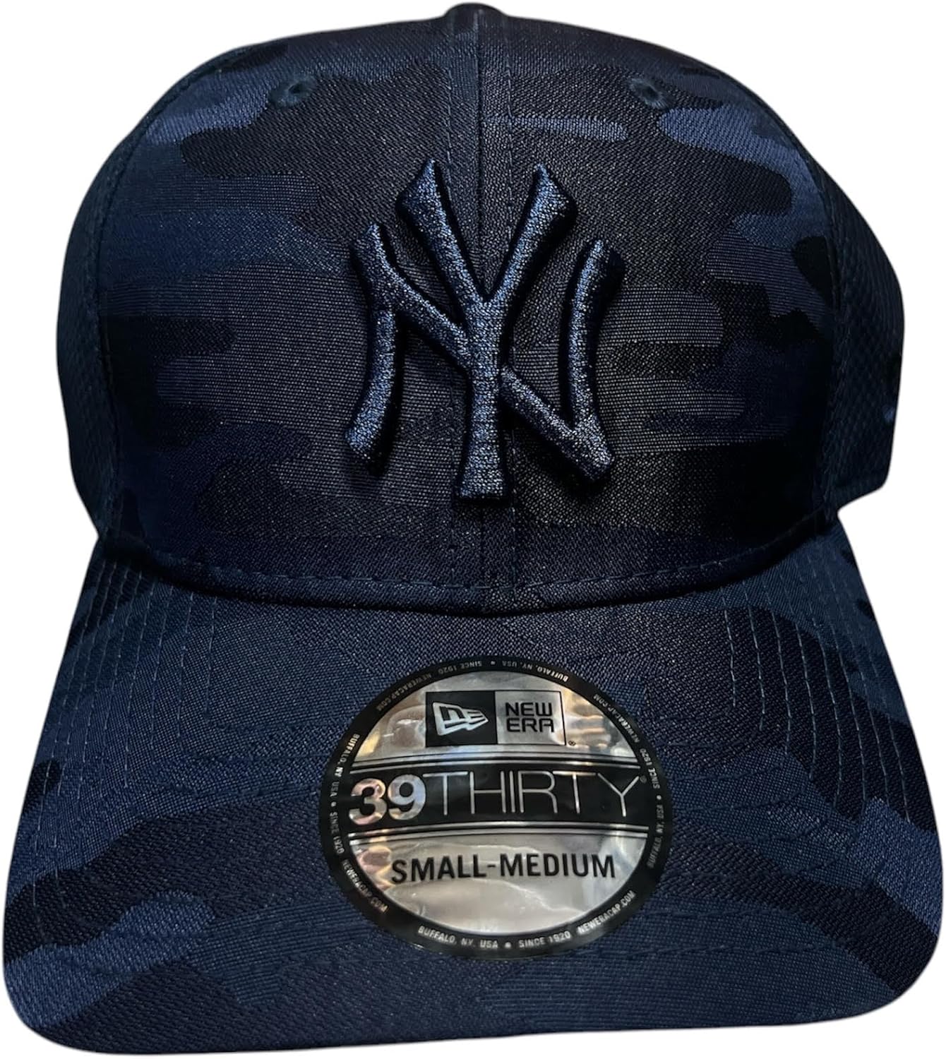 New Era Rare MLB New York Yankees Tonal Camo Blue 39THIRTY Stretch Fitted Hat Size S/M Small to Medium