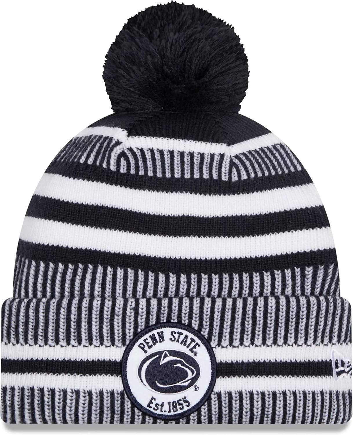 New Era Penn State Nittany Lions Blue Sideline Sport Cuff Beanie Hat with Pom - NCAA Cuffed Winter Cap