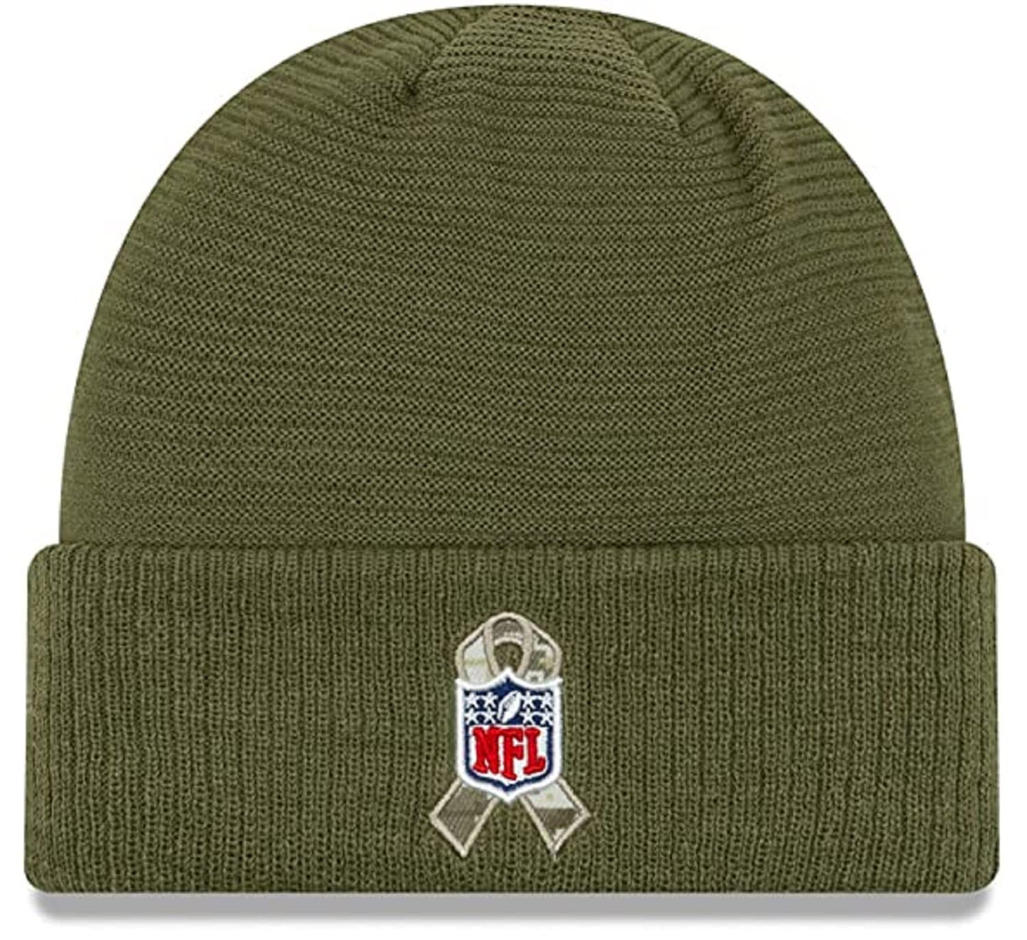 Authentic Collection Patriots Sideline Cold Weather Cuffed Knit Beanie Cap Hat One Size Fit Most Salute (US, Alpha, One Size, Salute to Service)