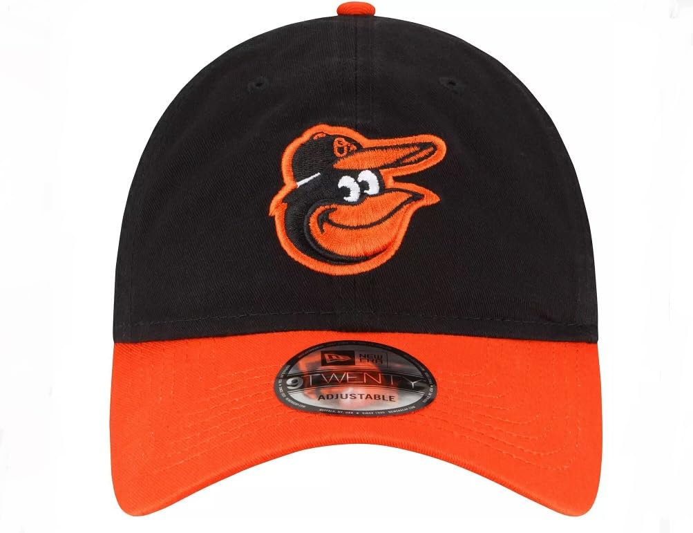 New Era Men's Black Baltimore Orioles Replica Core Classic 9TWENTY Adjustable Hat, Black/Orange