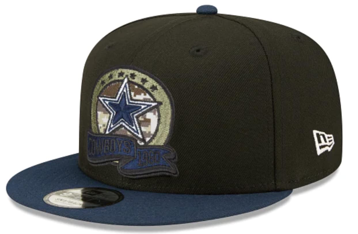 New Era Authentic Exclusive Cowboys 9Fifty Snapback/9Twenty/MVP/9Forty Adjustable Hat - OSFM (Salute to Service 22) Navy