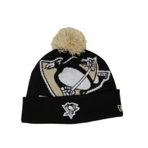 Pittsburgh Penguins New Era Woven Biggie Knit Hat with Pom