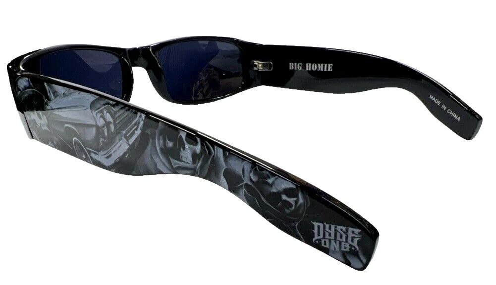 DYSE ONE Authentic Shades Good Times Skull Car Rose Ink Black Sunglasses California Lowrider Locs Style