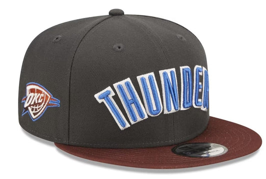 New Era Men's Oklahoma City Thunder 2022/23 City Edition Official 9FIFTY Snapback Adjustable Hat -Grey/Brown