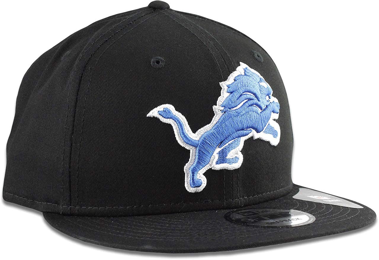 New Era Exclusive Selecition Men's Lions Motor City Adjustable Cap Hat One Size Fit Most Snapback/Velcro/Buckle Closure (Black with Blue Logo)
