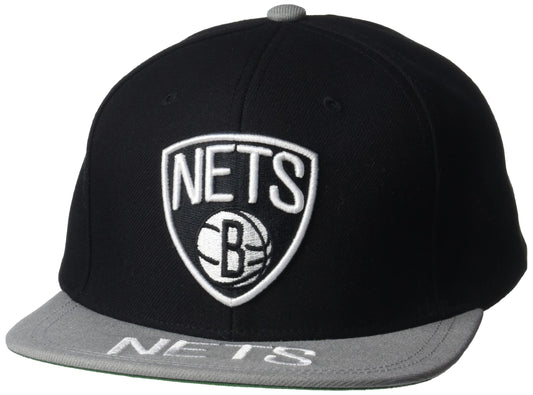 Mitchell & Ness Logo Bill Hat Cap Adult Mens Snapback (Brooklyn Nets Black)