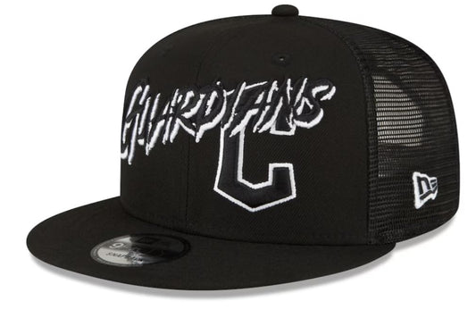 New Era Men's Trucker Mesh Street Dub 9fifty Snapback Hat Cap Baseball Adjustable - Black/White (US, Alpha, One Size, Black/White, Cleveland Guardians)