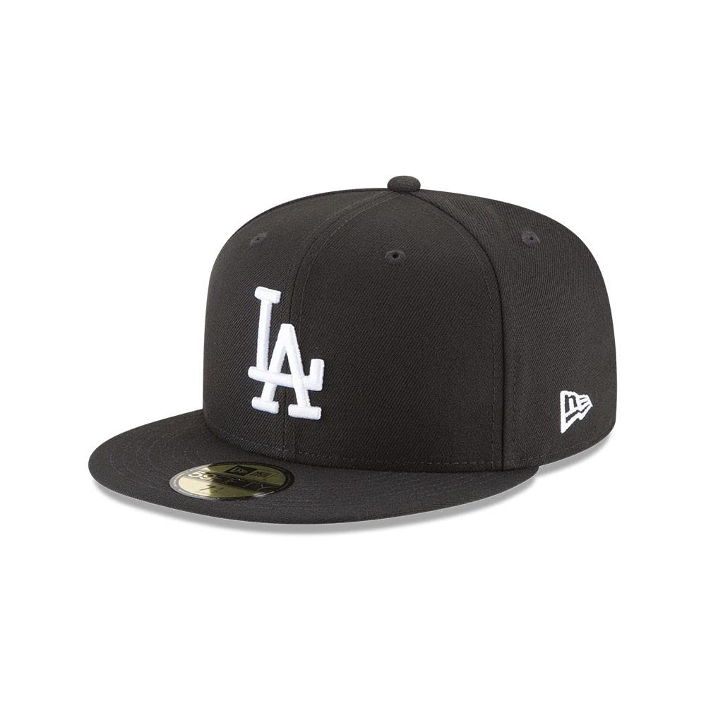New Era Men's Black Baseball Cap - Los Angeles Dodgers Fitted Hat for Fans