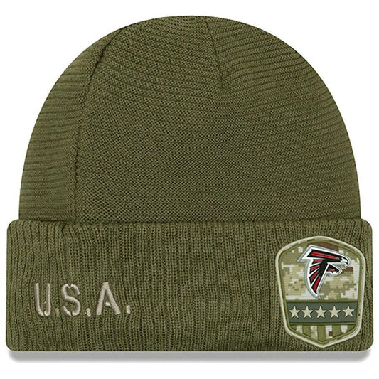 New Era Authentic Falcons Cold Weather Beanie Cap Hat One Size Fit Most Salute to Service Classic Throwback Atlanta (Salute to Service 19) Black