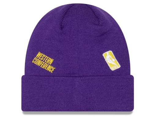 New Era Los Angeles Lakers Identity Sport Knit Hat Winter Cozy Basketball Purple No Pom