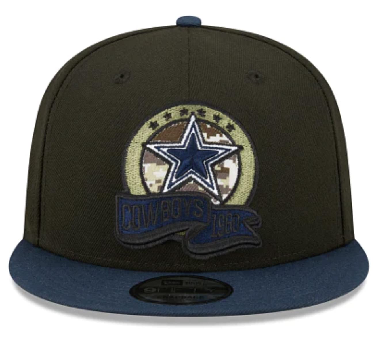 New Era Authentic Exclusive Cowboys 9Fifty Snapback/9Twenty/MVP/9Forty Adjustable Hat - OSFM (Salute to Service 22) Navy