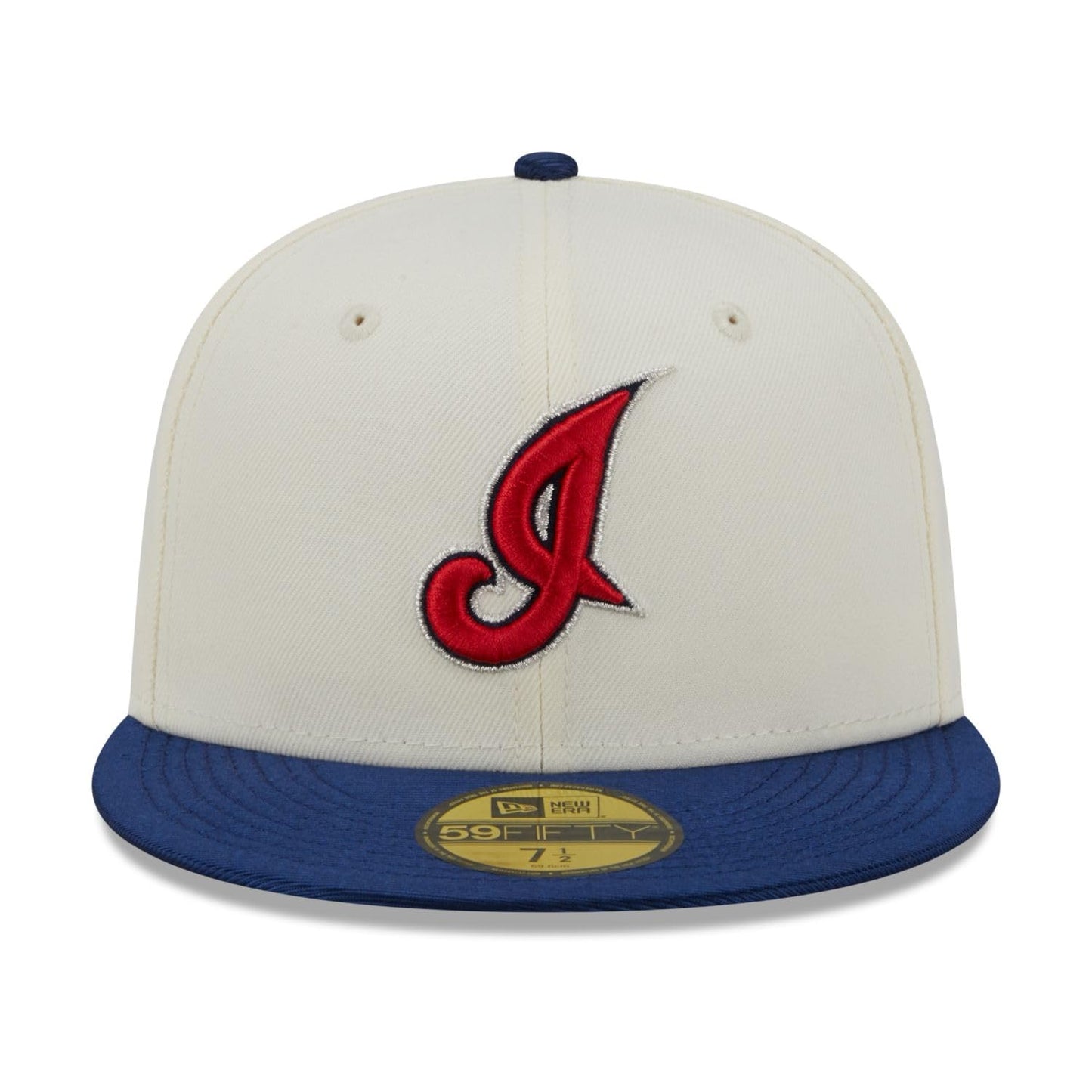 New Era Men's Cleveland Indians 59FIFTY Team Shimmer Fitted Hat - Cream/Blue