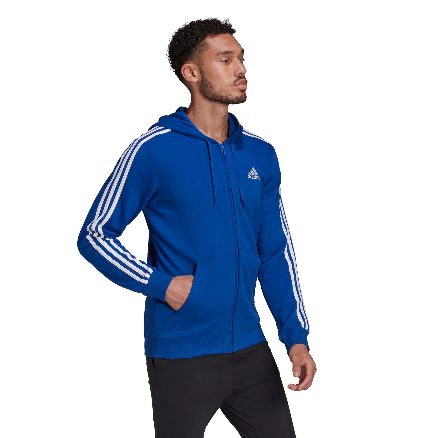 adidas Men's Essentials French Terry 3-Stripes Full-Zip Hoodie