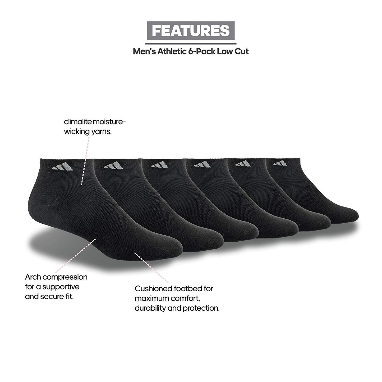 adidas Men's 6-Pack Low Cut Sock