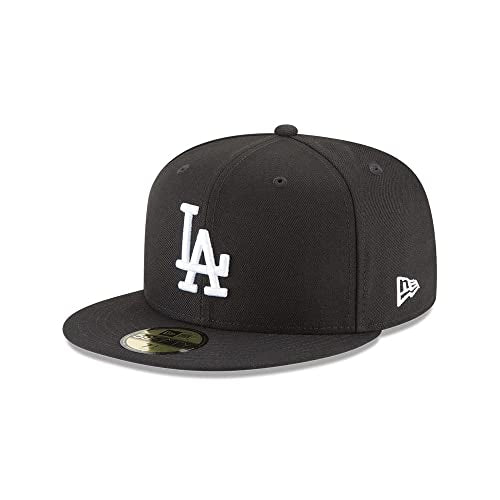 New Era Men's Black Baseball Cap - Los Angeles Dodgers Fitted Hat for Fans