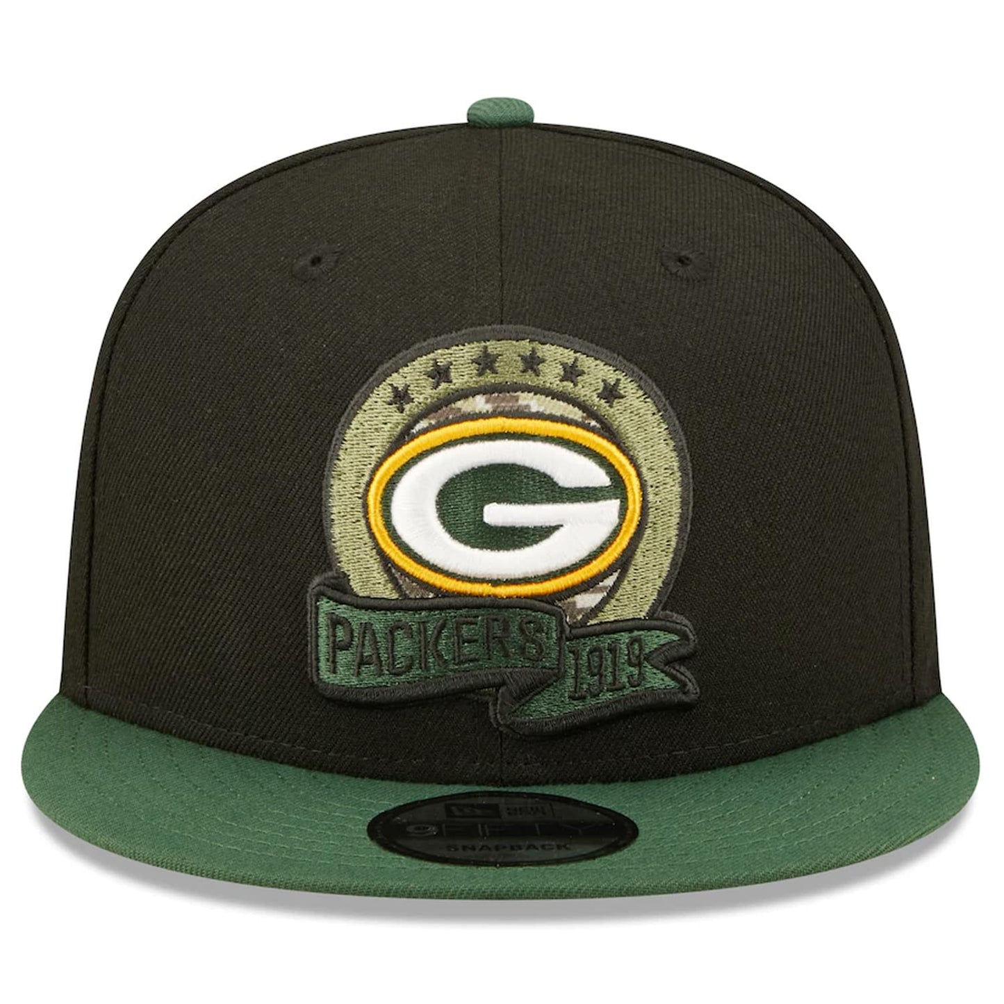 New Era 100% Authentic Exclusive Packers 950 9FIFTY Snapback Cap Hat : One Size Fit Most (Salute to Service 22) Black