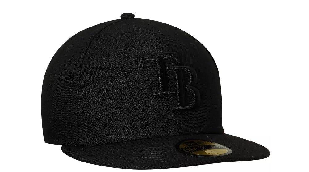 Black Tampa Bay Rays Primary Logo Basic 59FIFTY Fitted Hat by New Era Size 7 1/2