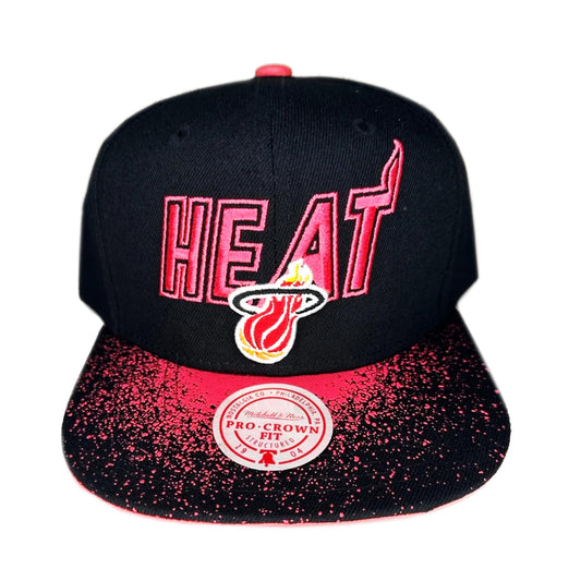 Mitchell & Ness Miami Heat New Spray Paint Black and Pink New Era Snapback Hat Cap